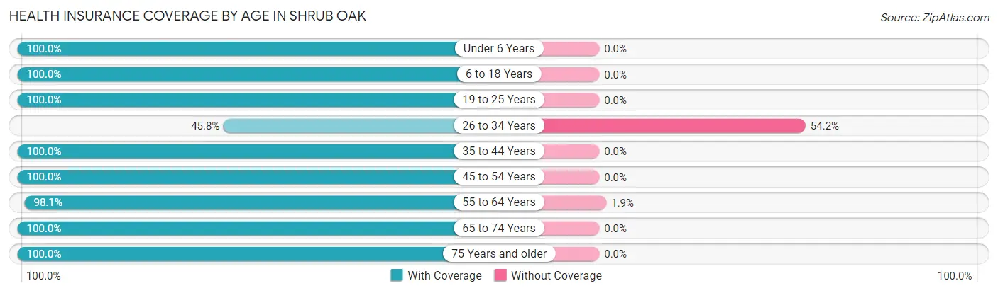 Health Insurance Coverage by Age in Shrub Oak