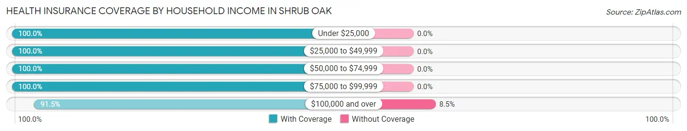 Health Insurance Coverage by Household Income in Shrub Oak