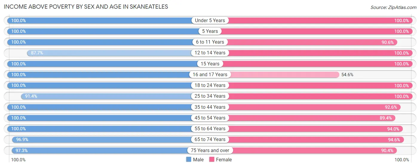 Income Above Poverty by Sex and Age in Skaneateles