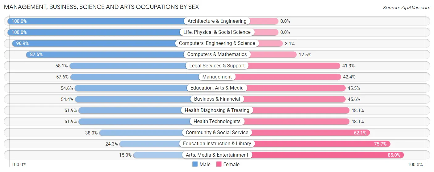 Management, Business, Science and Arts Occupations by Sex in Skaneateles