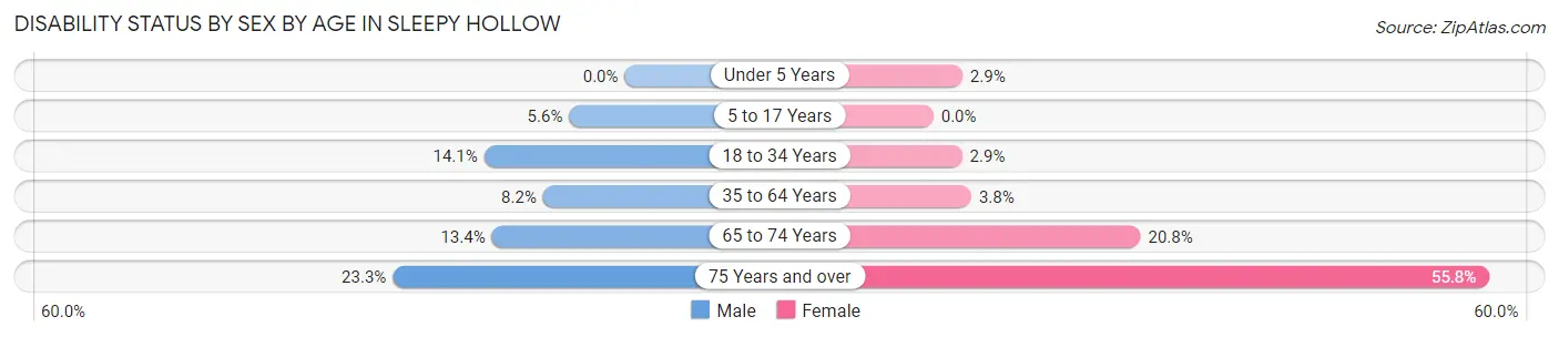 Disability Status by Sex by Age in Sleepy Hollow