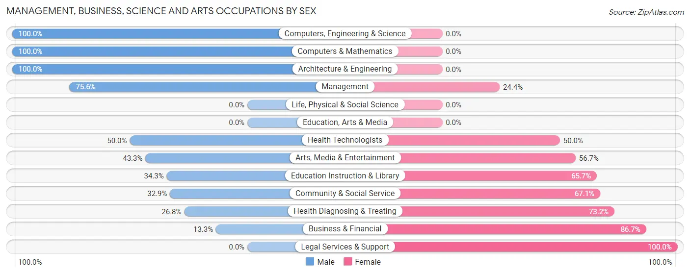 Management, Business, Science and Arts Occupations by Sex in South Blooming Grove