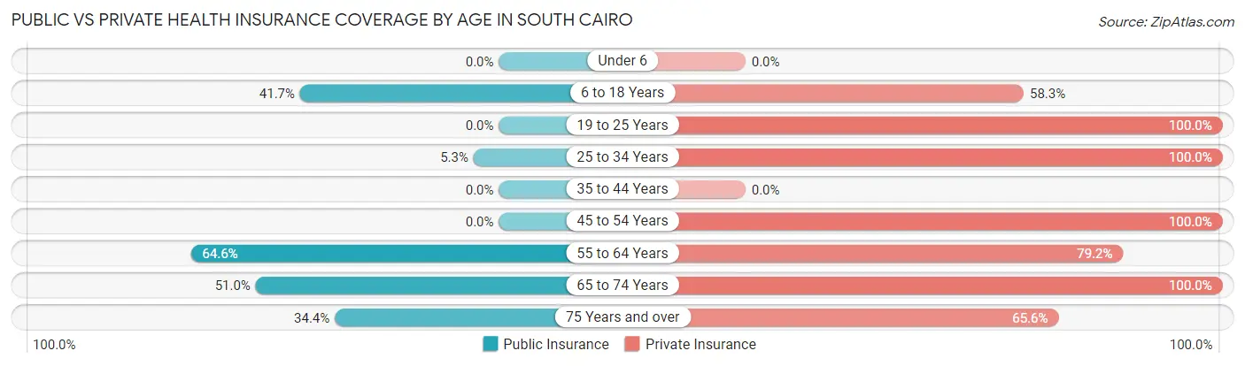 Public vs Private Health Insurance Coverage by Age in South Cairo