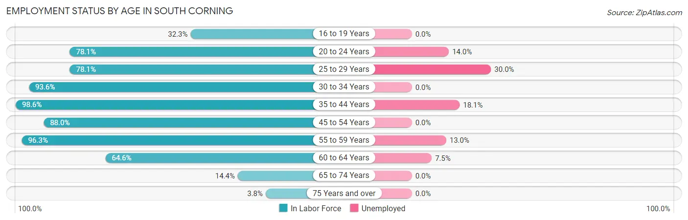 Employment Status by Age in South Corning