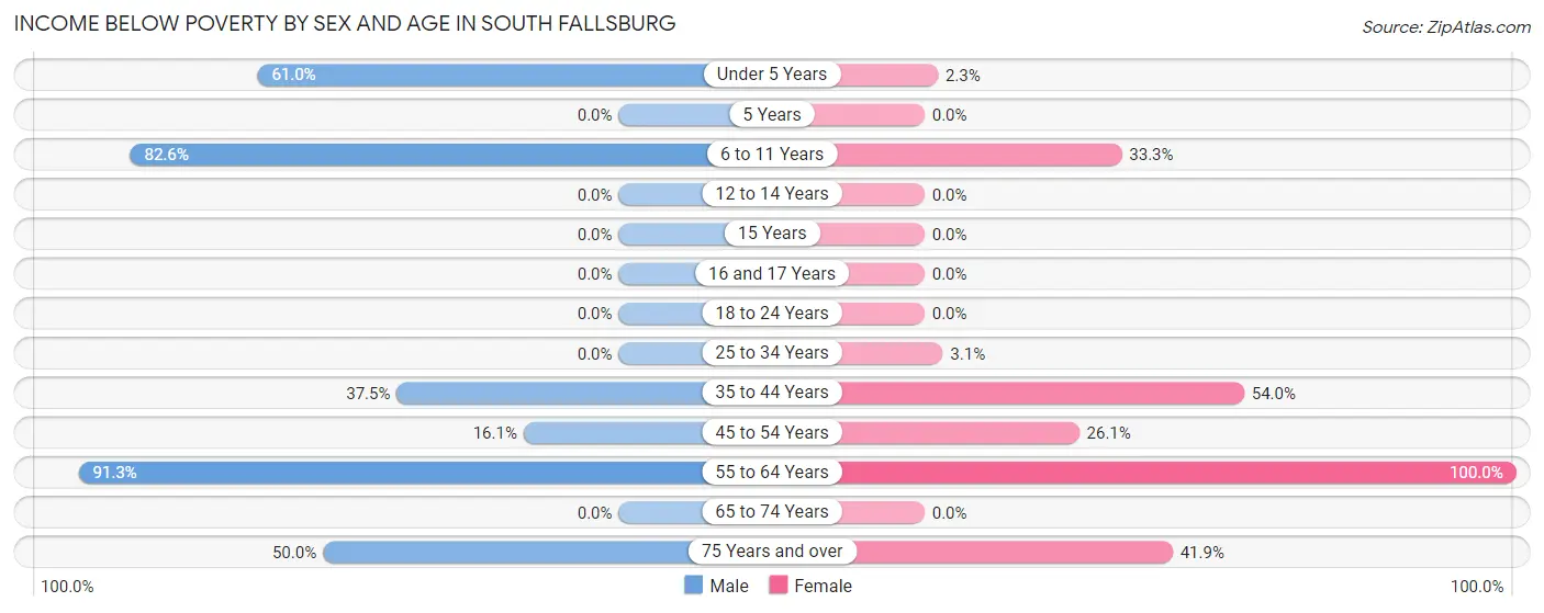 Income Below Poverty by Sex and Age in South Fallsburg