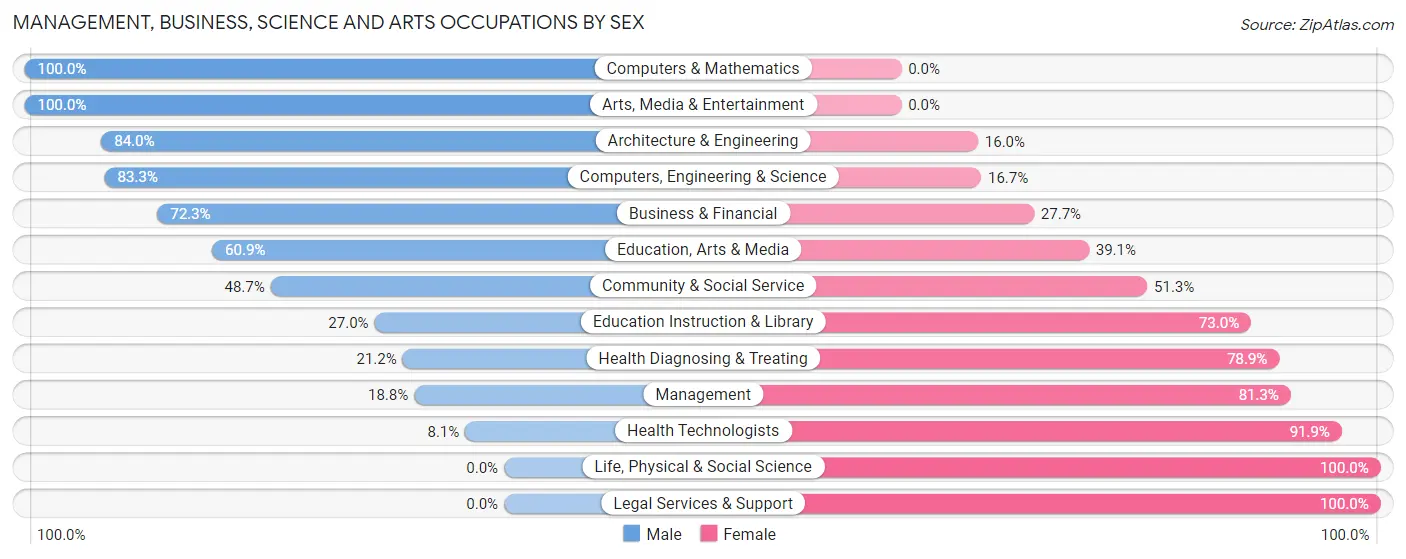 Management, Business, Science and Arts Occupations by Sex in South Floral Park