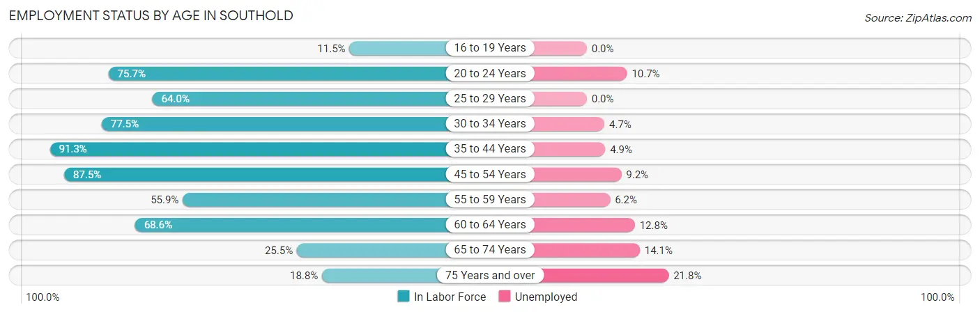 Employment Status by Age in Southold