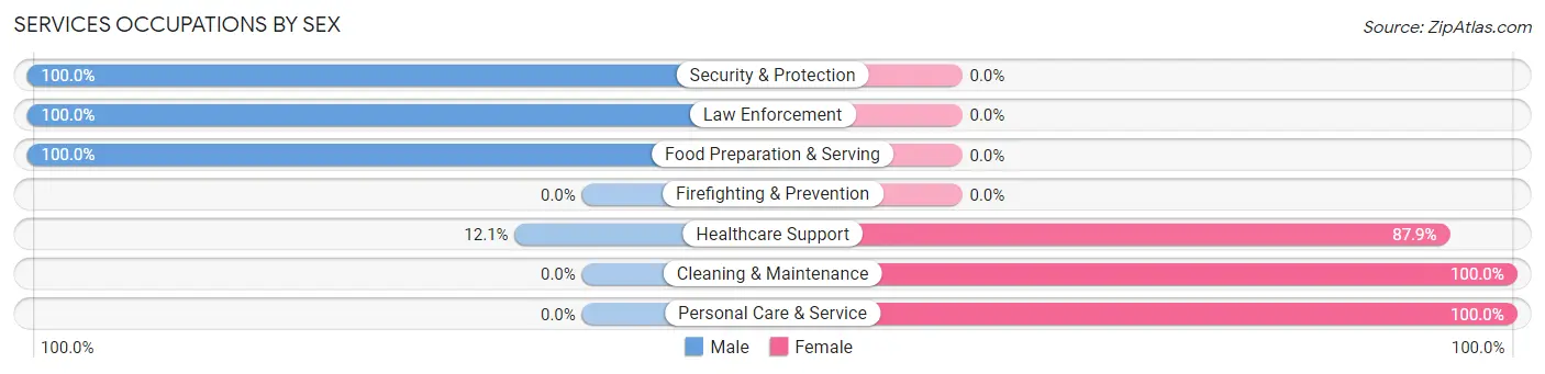 Services Occupations by Sex in Southold