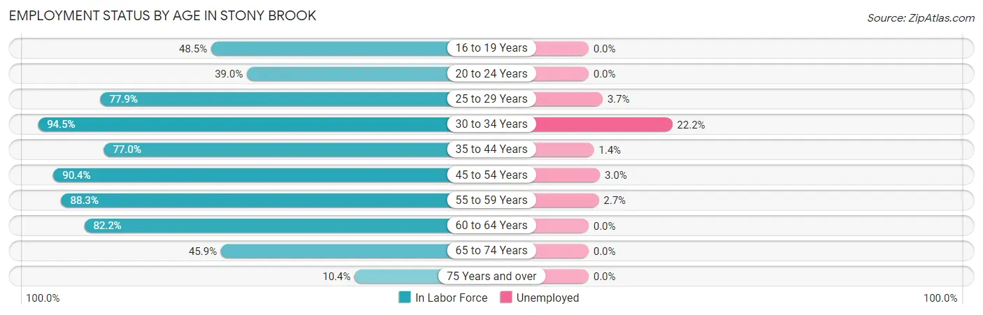 Employment Status by Age in Stony Brook