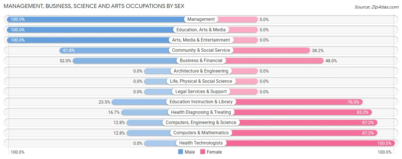 Management, Business, Science and Arts Occupations by Sex in Stottville