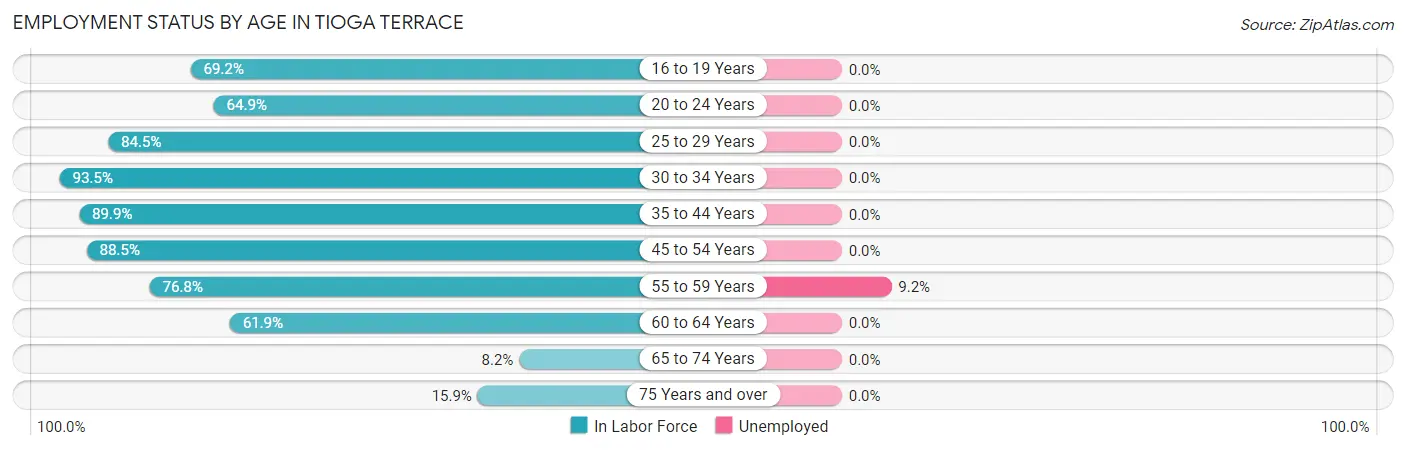 Employment Status by Age in Tioga Terrace