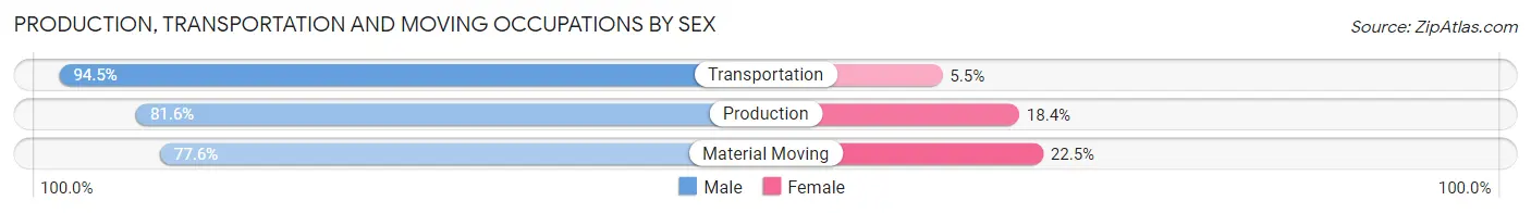 Production, Transportation and Moving Occupations by Sex in Tupper Lake