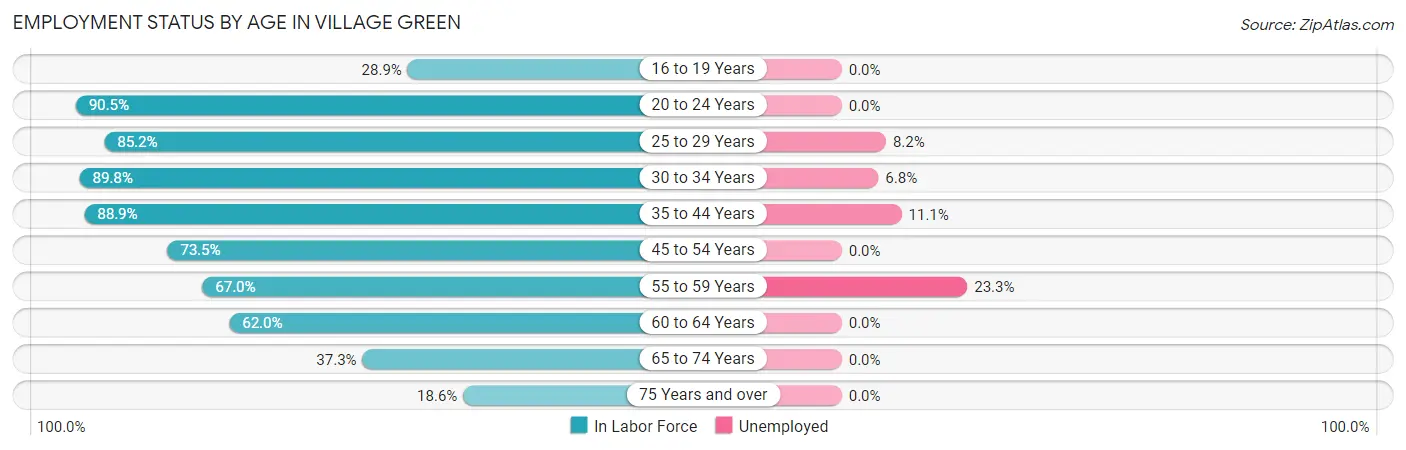 Employment Status by Age in Village Green