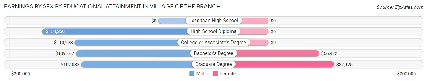 Earnings by Sex by Educational Attainment in Village of the Branch