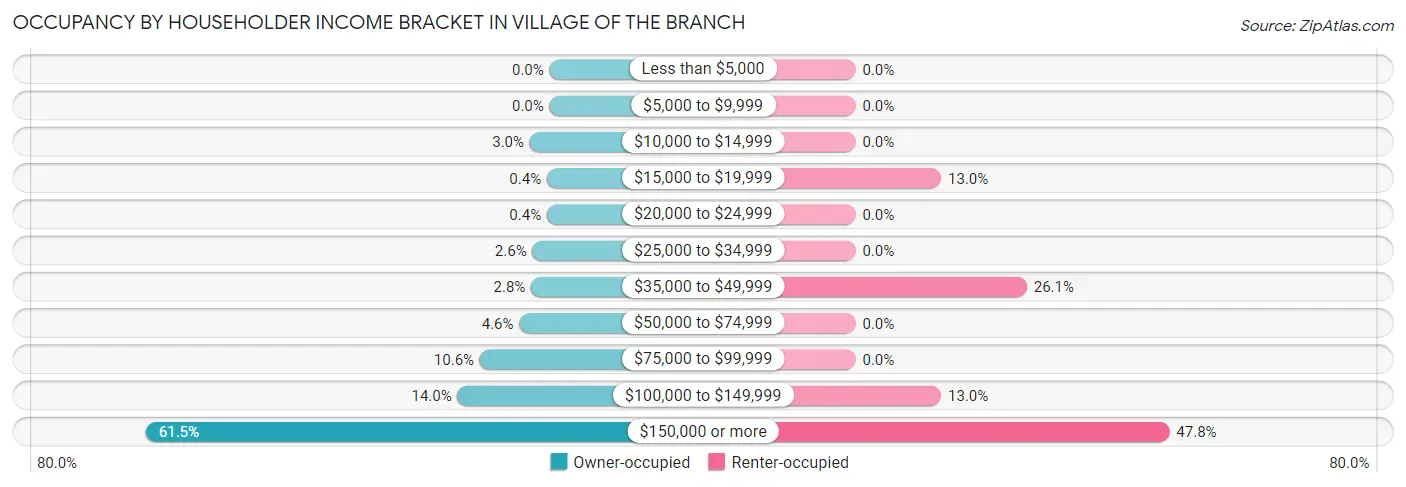 Occupancy by Householder Income Bracket in Village of the Branch