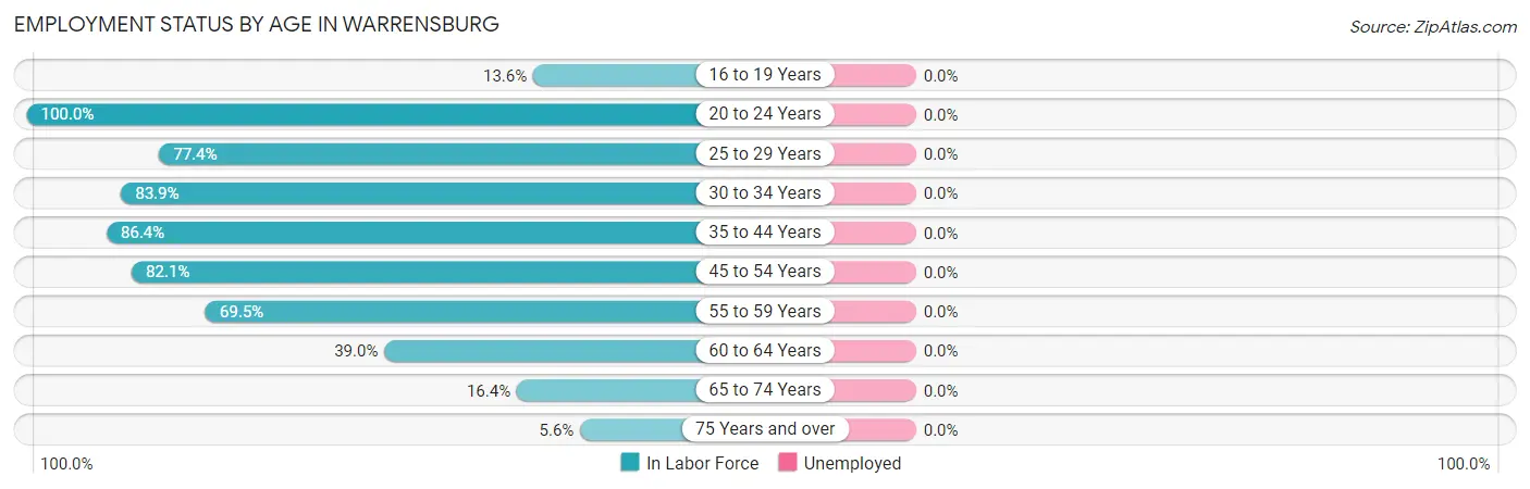 Employment Status by Age in Warrensburg