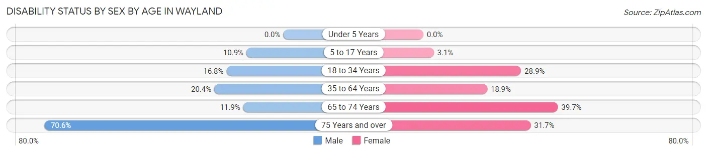 Disability Status by Sex by Age in Wayland