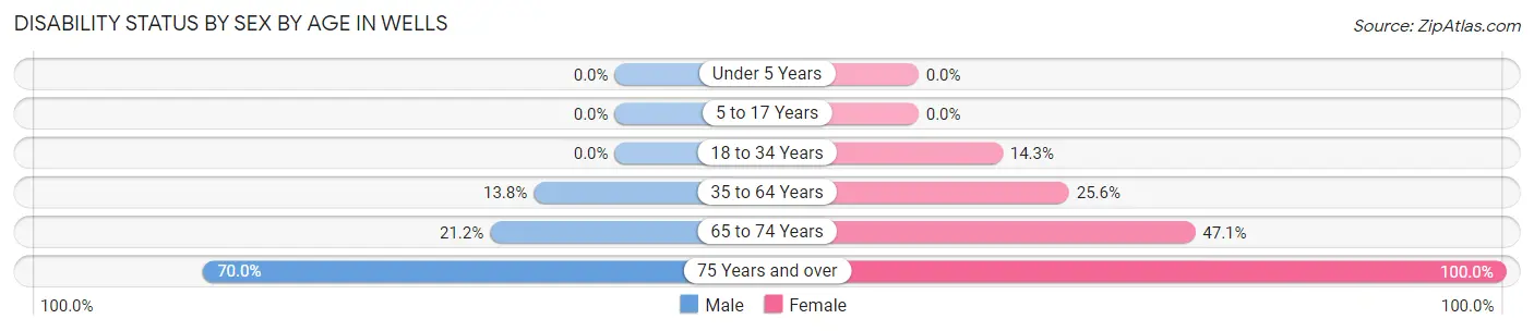 Disability Status by Sex by Age in Wells