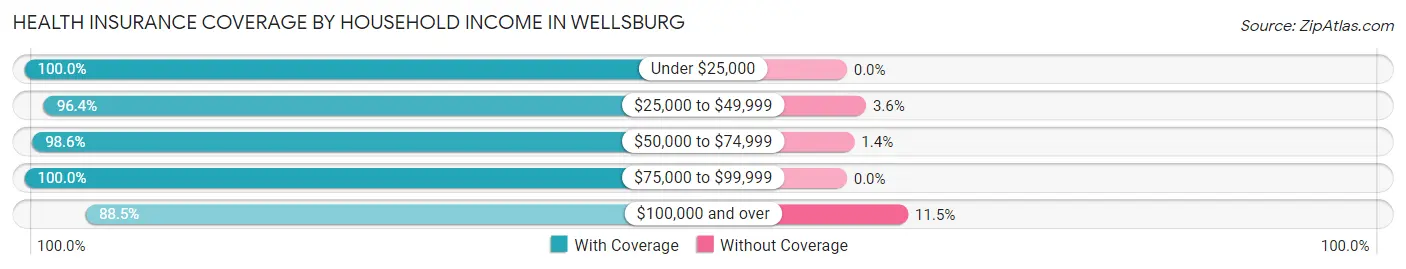 Health Insurance Coverage by Household Income in Wellsburg