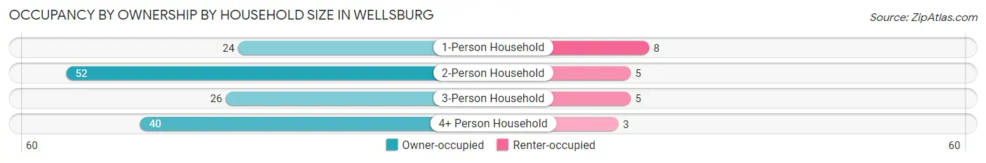 Occupancy by Ownership by Household Size in Wellsburg