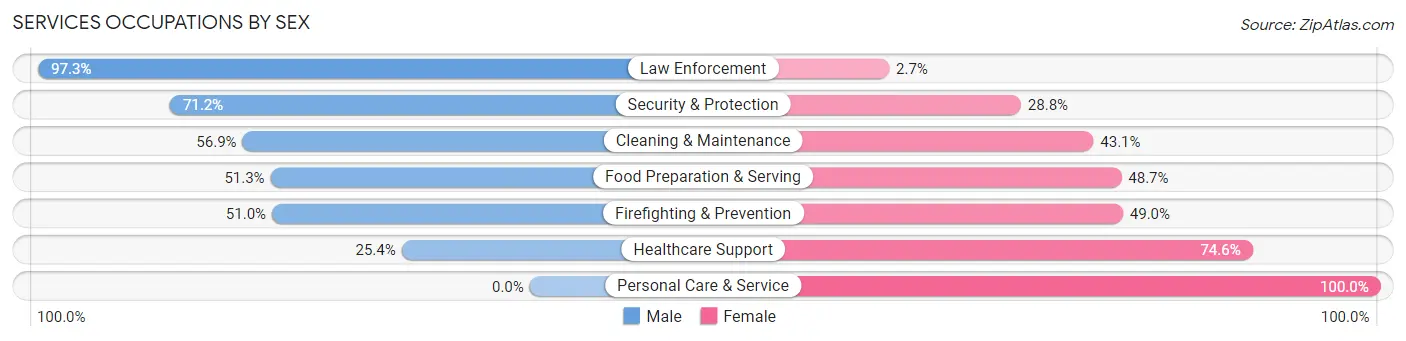 Services Occupations by Sex in West Hempstead