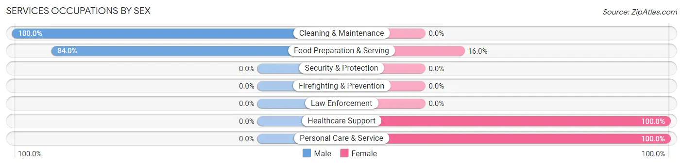 Services Occupations by Sex in West Hurley