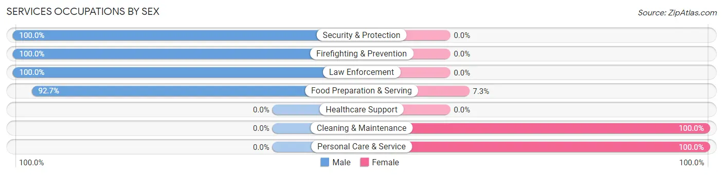 Services Occupations by Sex in West Nyack