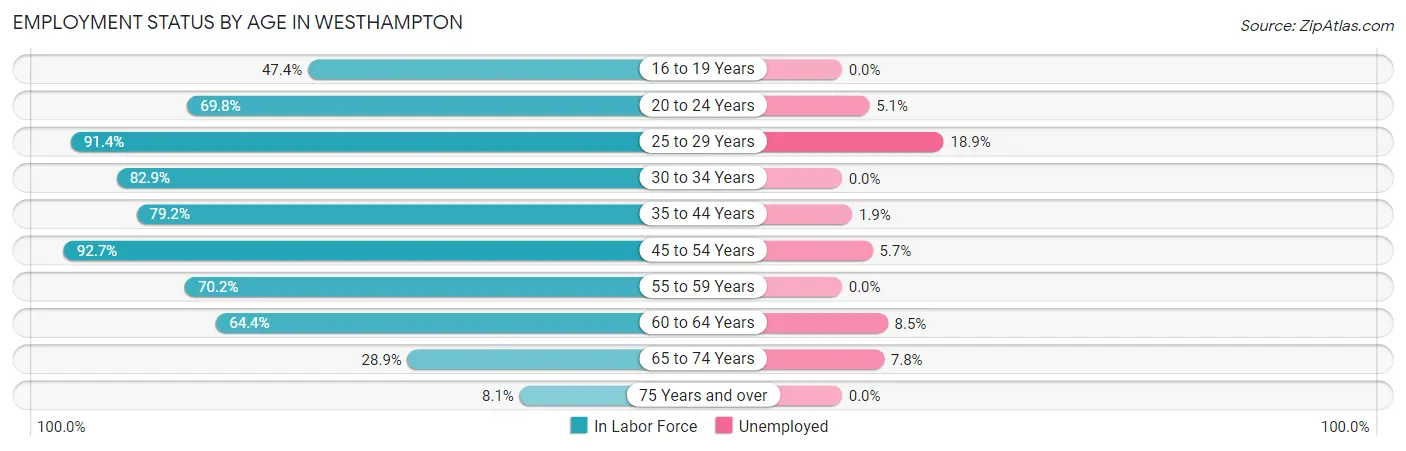 Employment Status by Age in Westhampton