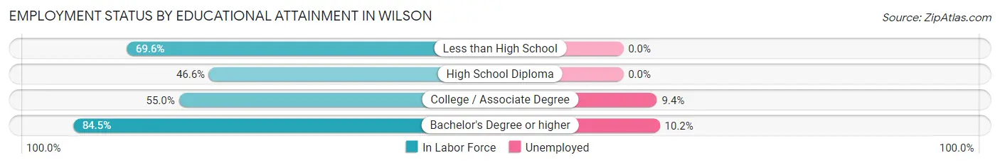 Employment Status by Educational Attainment in Wilson