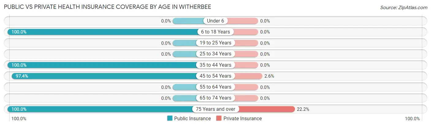 Public vs Private Health Insurance Coverage by Age in Witherbee