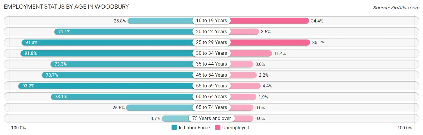 Employment Status by Age in Woodbury