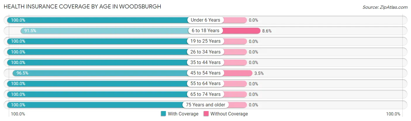 Health Insurance Coverage by Age in Woodsburgh