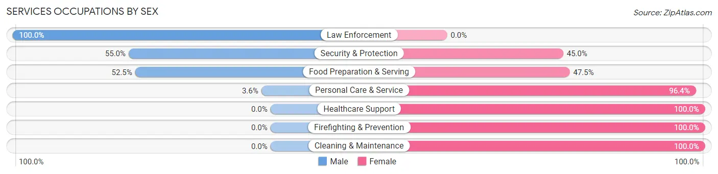Services Occupations by Sex in Ada
