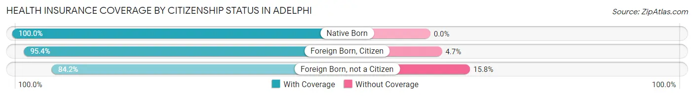 Health Insurance Coverage by Citizenship Status in Adelphi