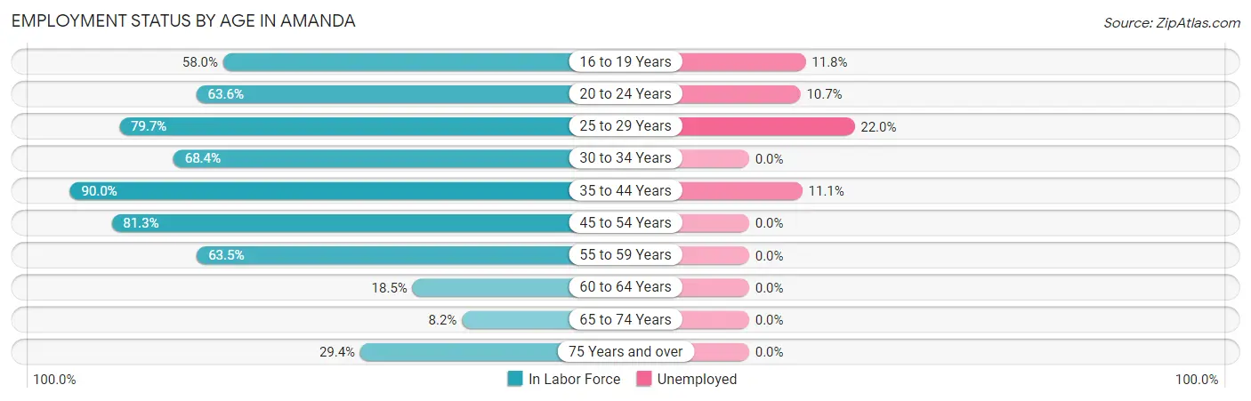 Employment Status by Age in Amanda