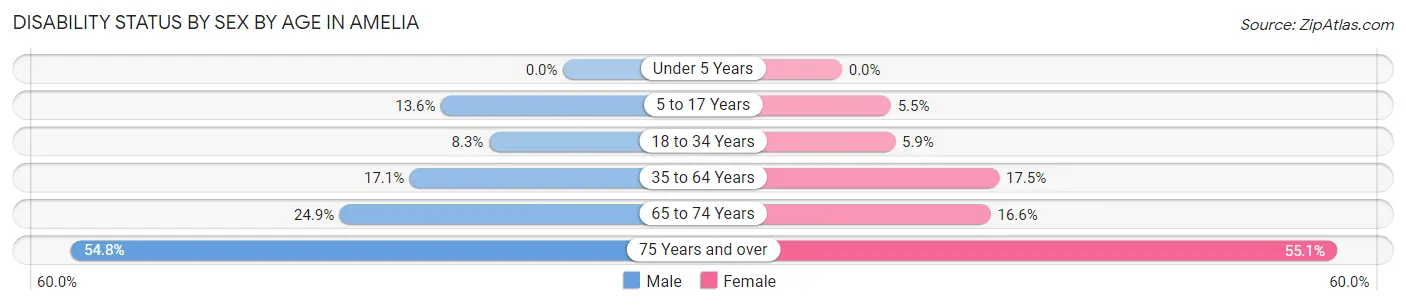 Disability Status by Sex by Age in Amelia