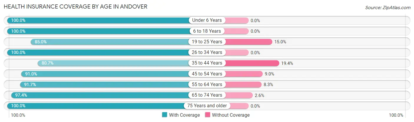 Health Insurance Coverage by Age in Andover