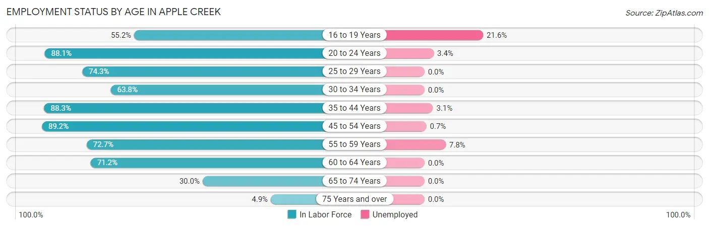 Employment Status by Age in Apple Creek