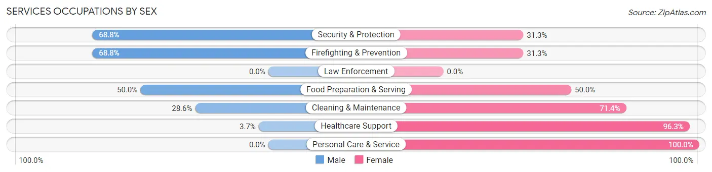 Services Occupations by Sex in Arcanum
