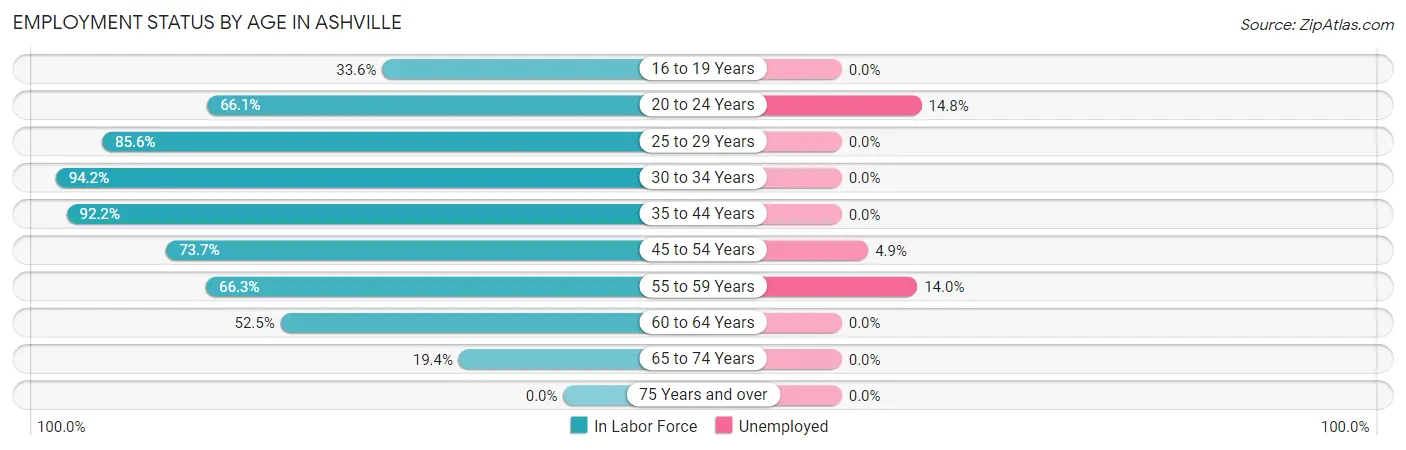 Employment Status by Age in Ashville