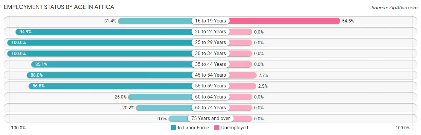 Employment Status by Age in Attica