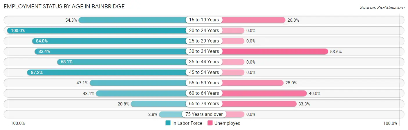 Employment Status by Age in Bainbridge