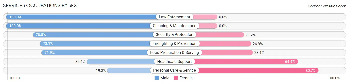 Services Occupations by Sex in Bay Village