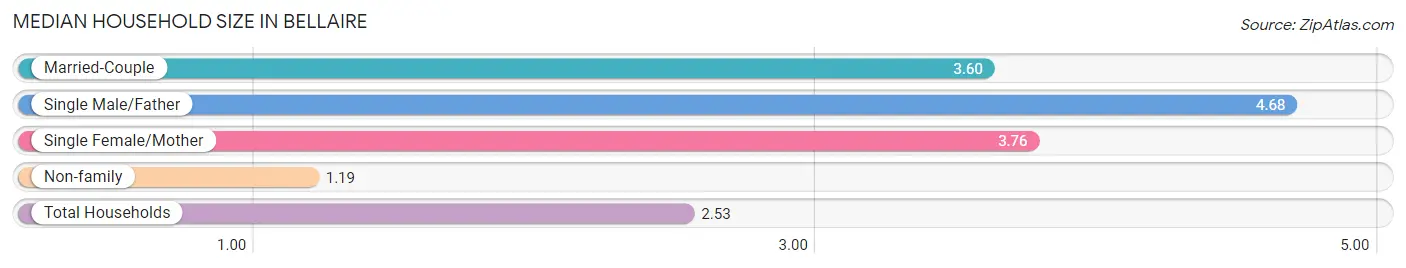 Median Household Size in Bellaire