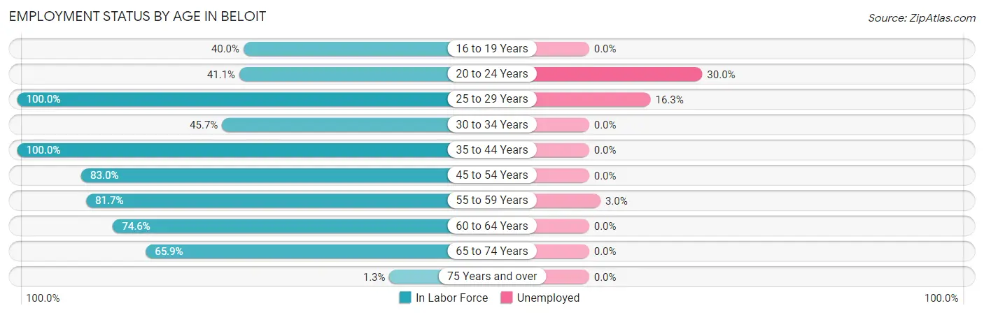 Employment Status by Age in Beloit
