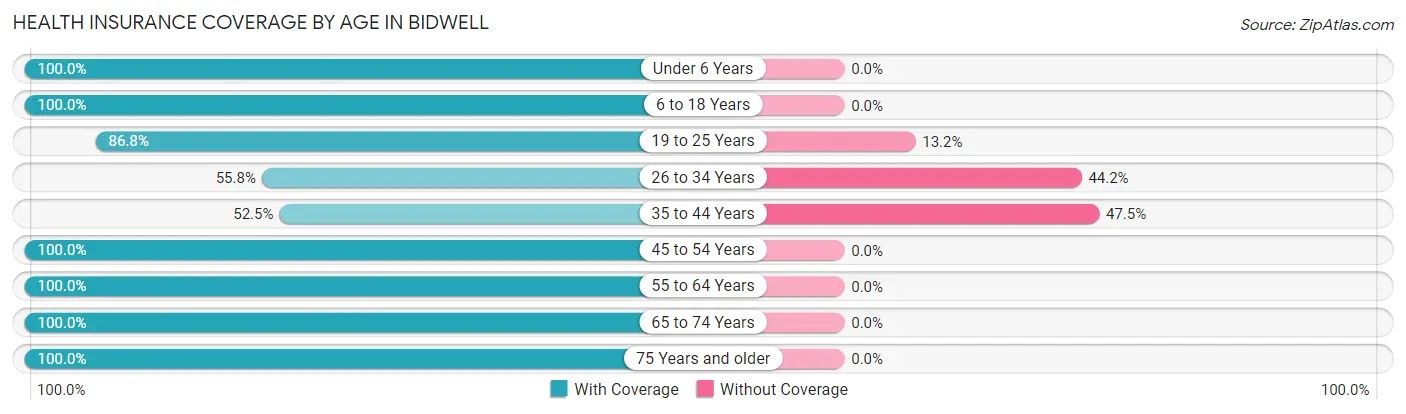 Health Insurance Coverage by Age in Bidwell