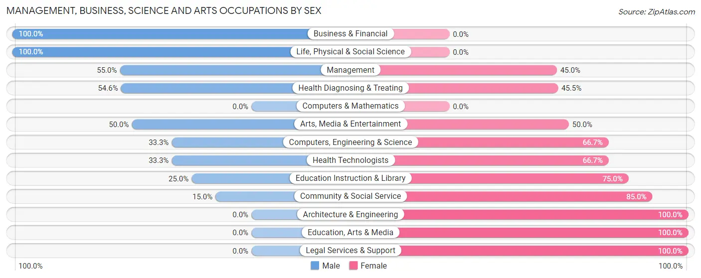 Management, Business, Science and Arts Occupations by Sex in Bloomdale