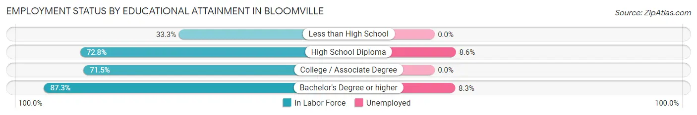 Employment Status by Educational Attainment in Bloomville