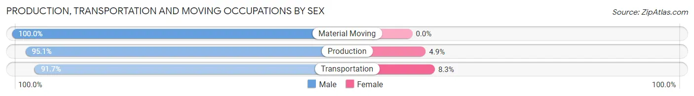 Production, Transportation and Moving Occupations by Sex in Bluffton