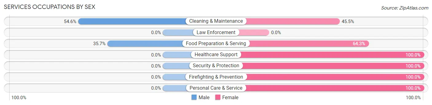 Services Occupations by Sex in Bowerston